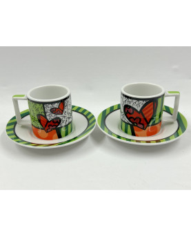 Set 2 Coffee Heart Cups by Britto