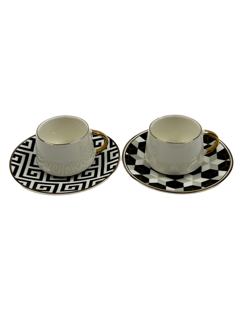 Black And Gold Set 2 Coffee Cups