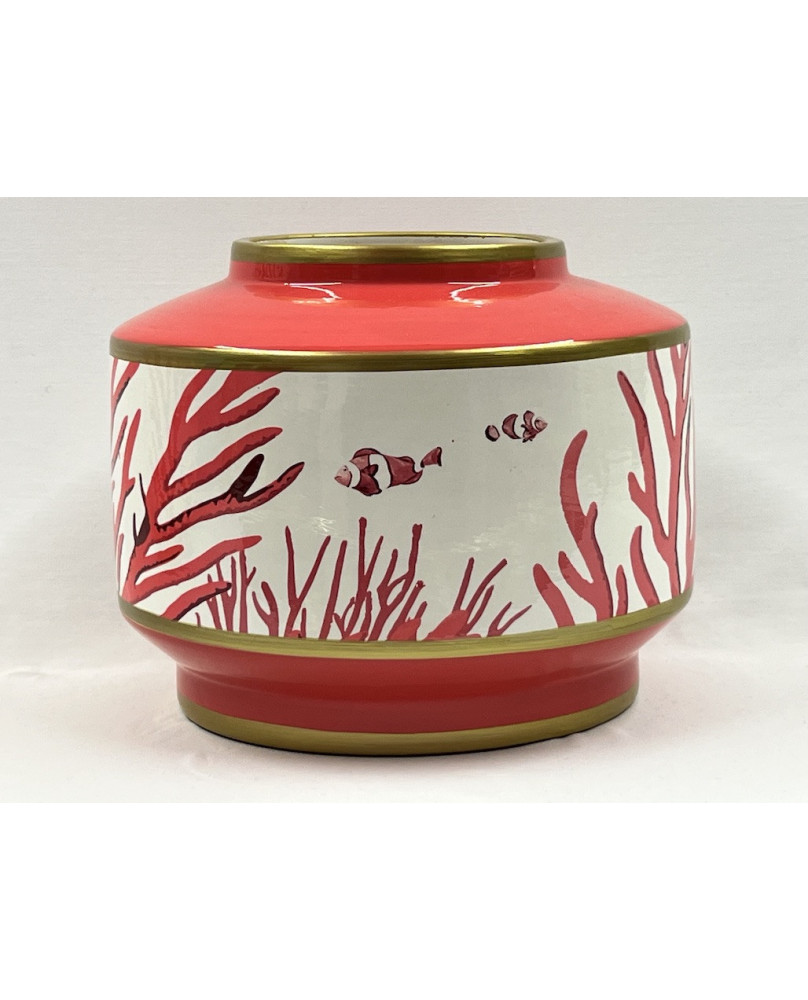 Red White Lagoon Short Vase H22