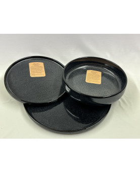 Black Biscuit Table Dishes Service 18 Pieces