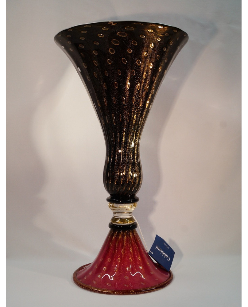 Magenta and Black Vase by Gabbiani Venezia H48