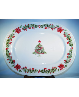 Christmas White Oval Tray
