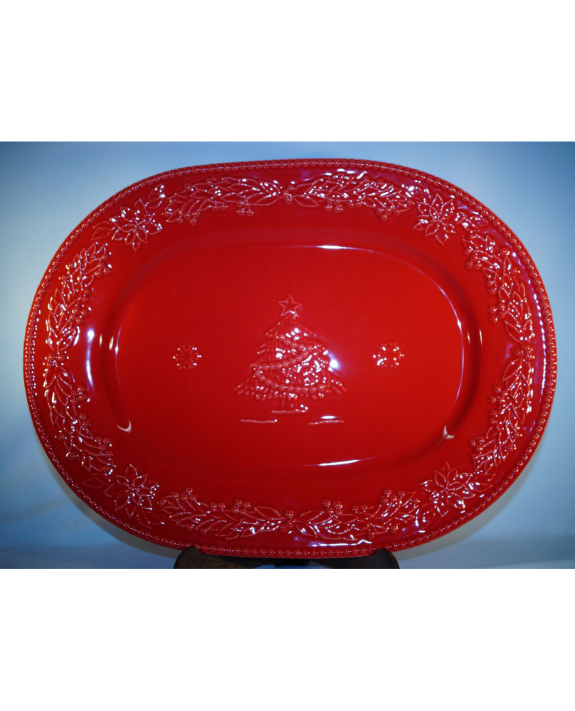 Christmas Red Oval Tray