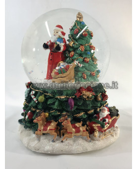 Sfera di Babbo Natale con neve e luci. Shop online.