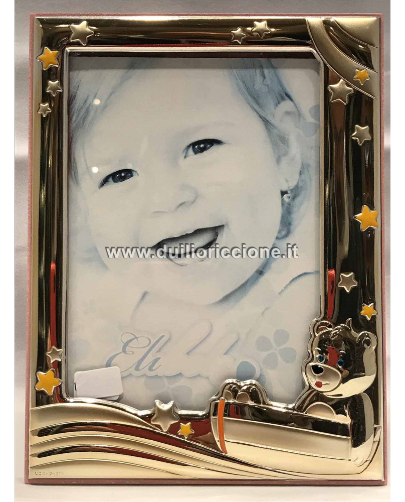 Bear 9x13 Silver Picture Frame (Pink)