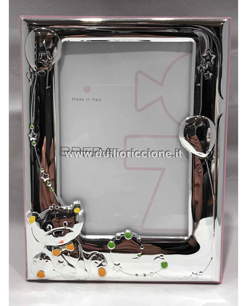 Bear 9x13 Silver Picture Frame (Pink)