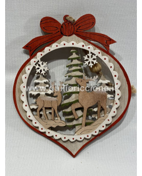 Christmas Deer Wood Decoration Red