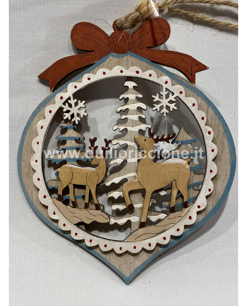 Deer Wood Christmas Decoration Blue