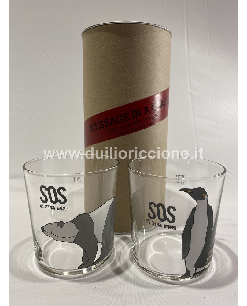 Set 2 Bicchieri SOS Orso Pinguino di IVV