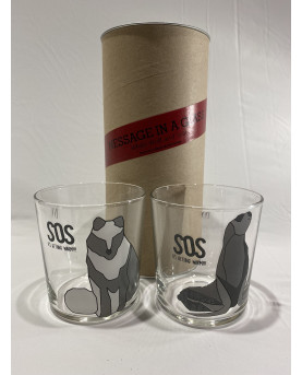Set of 2 SOS White Wolf Seal Glasses by IVV