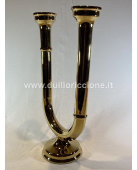 2 Arms Gold Candelabra H29 by Henriette